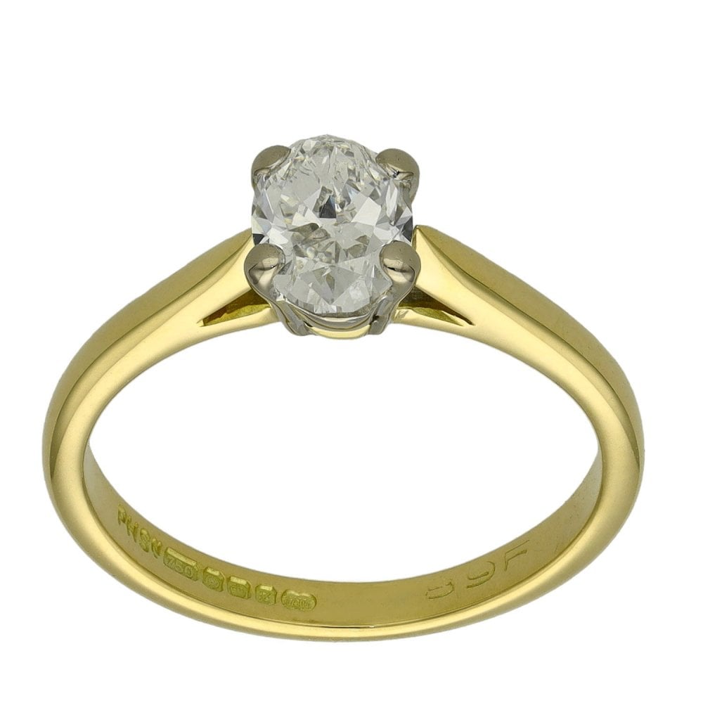 Ladies 18ct Yellow Gold Oval Cut Diamond Engagement Ring