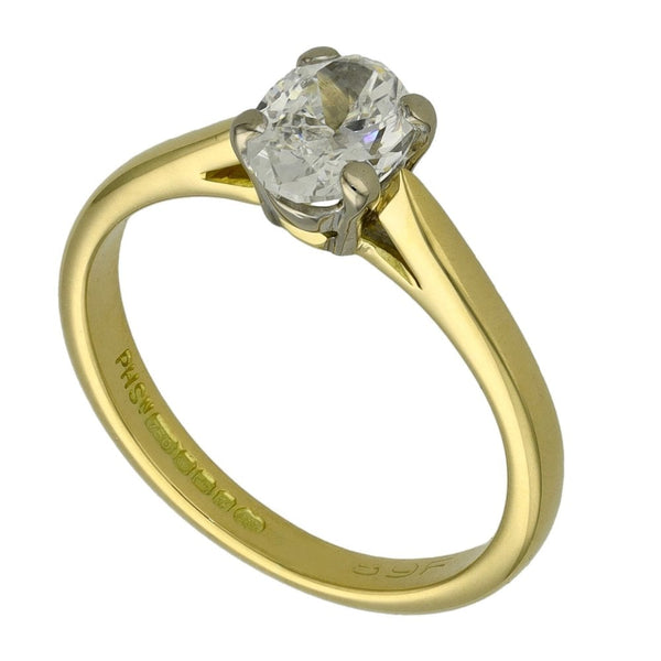 Ladies 18ct Yellow Gold Oval Cut Diamond Engagement Ring