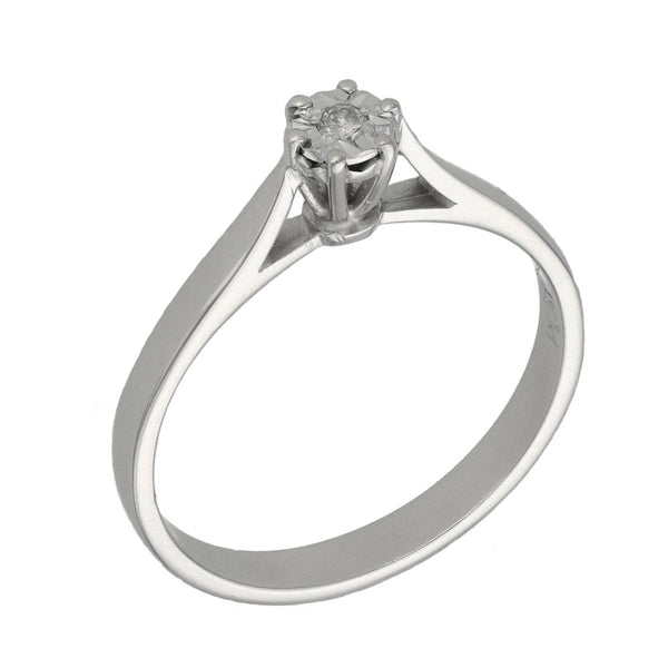 18ct White Gold Diamond Engagement Ring - Size O - 0.03ct