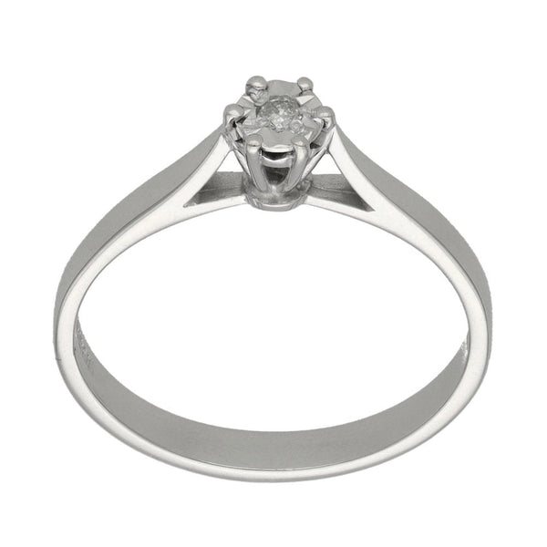 18ct White Gold Diamond Engagement Ring - Size O - 0.03ct