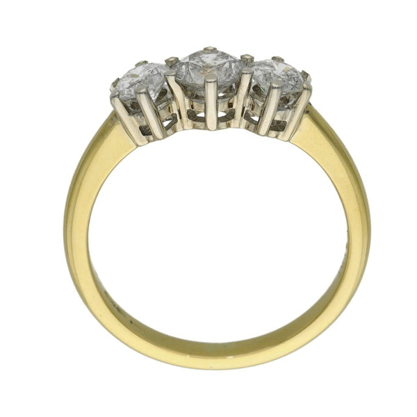Ladies 18ct Yellow Gold Diamond Trilogy Ring - Size M - 1.00ct