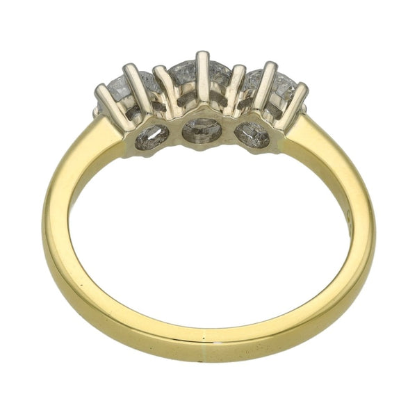 Ladies 18ct Yellow Gold Diamond Trilogy Ring - Size M - 1.00ct