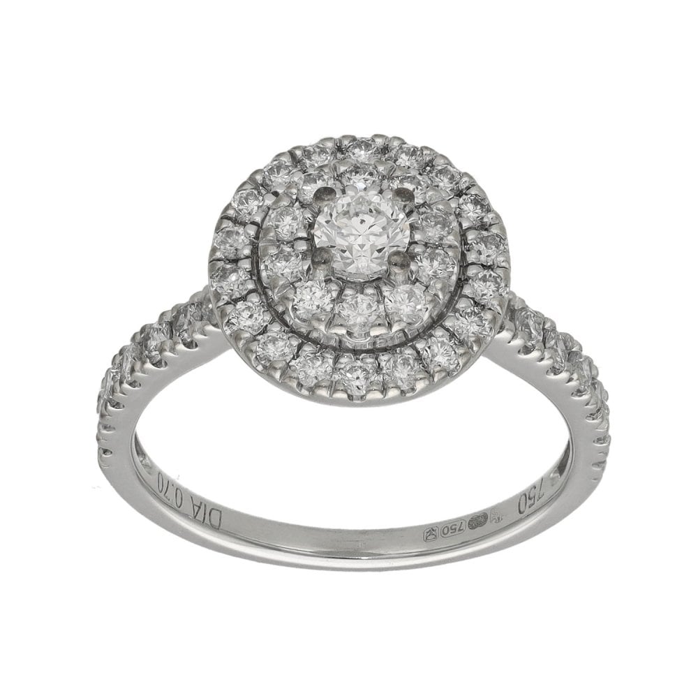 Ladies 18ct White Gold 0.70ct Diamond Cluster Ring - Size K