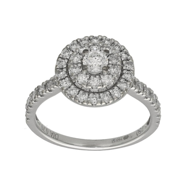 Ladies 18ct White Gold 0.70ct Diamond Cluster Ring - Size K