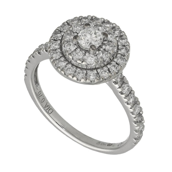 Ladies 18ct White Gold 0.70ct Diamond Cluster Ring - Size K