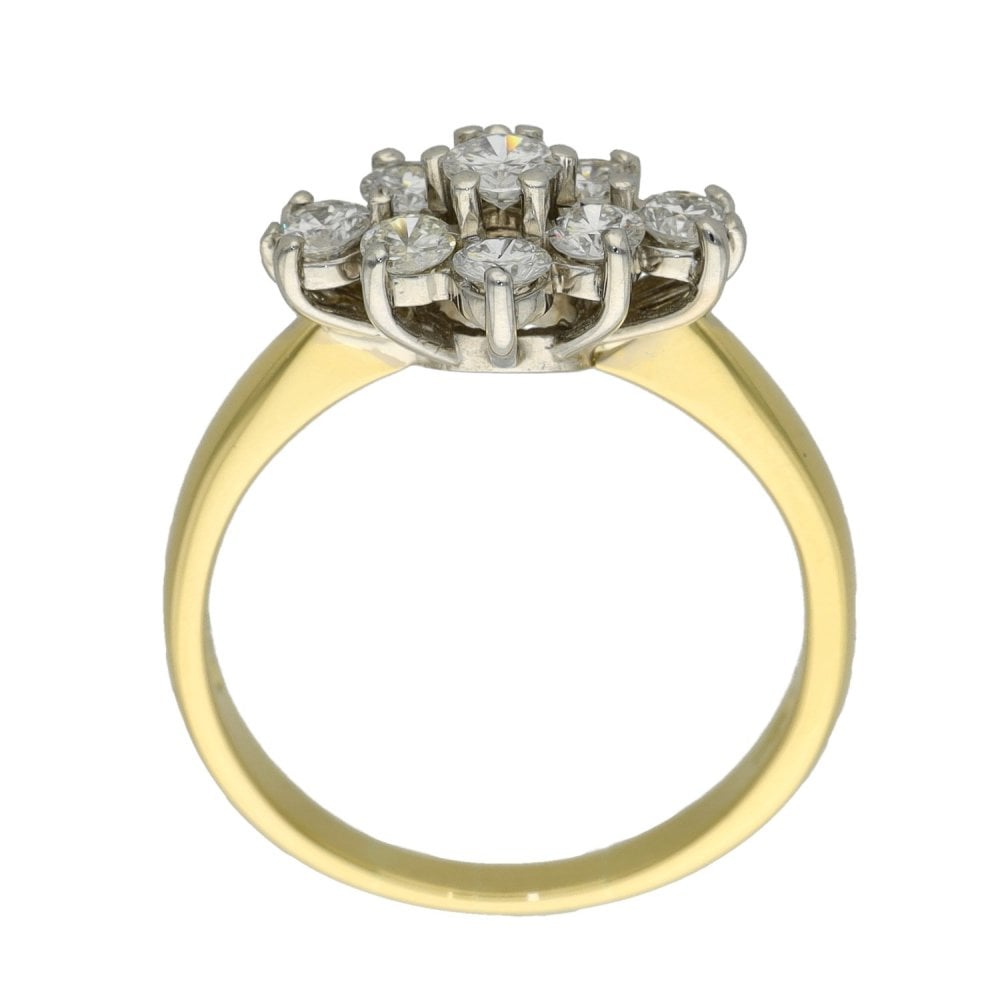 Ladies 18ct Yellow Gold 0.75ct Diamond Cluster Ring - Size N