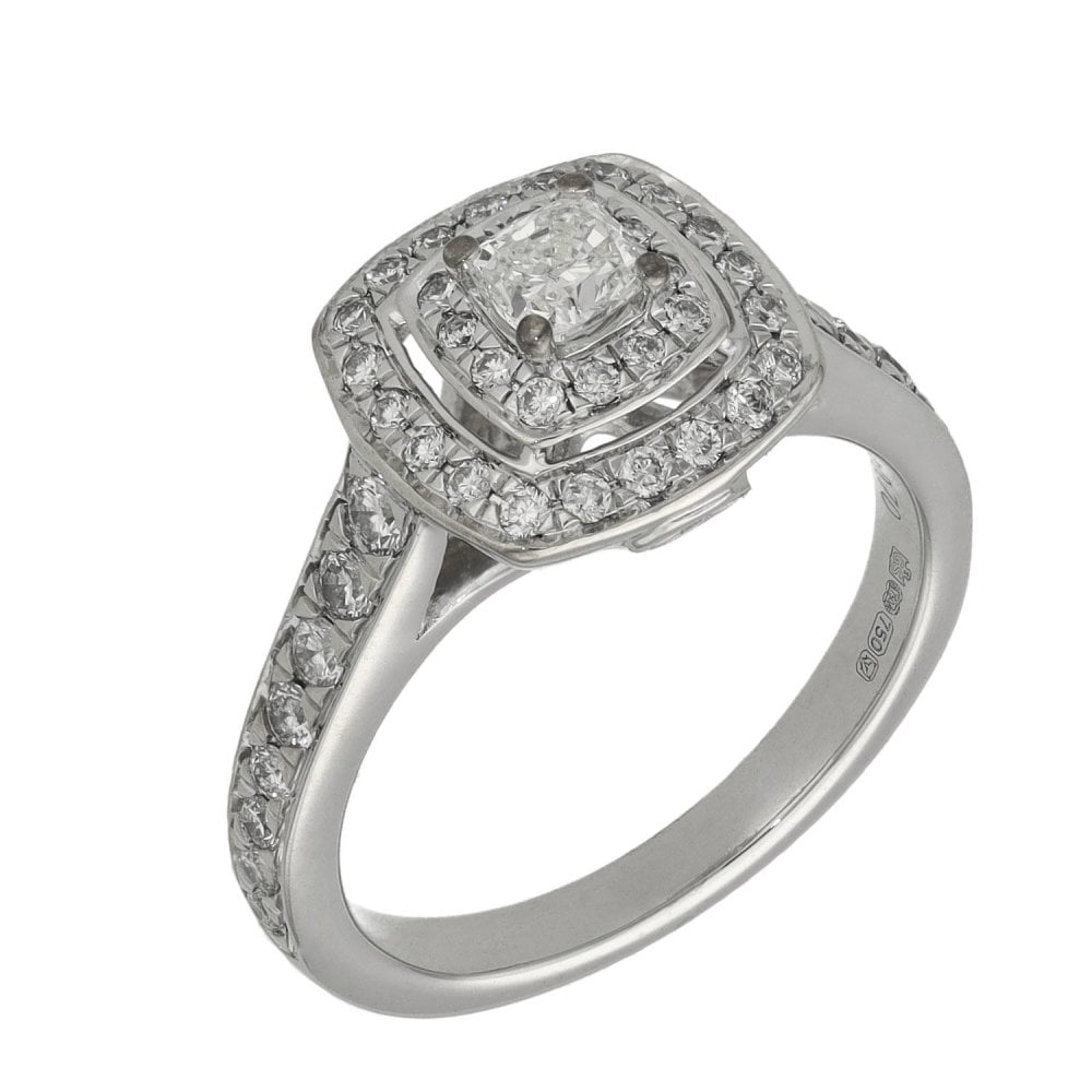 Ladies 18ct White Gold 0.70ct Diamond Cluster Ring - Size J