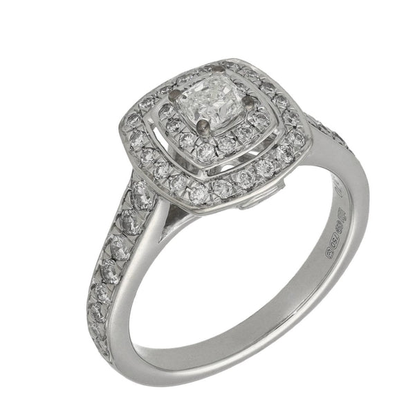Ladies 18ct White Gold 0.70ct Diamond Cluster Ring - Size J