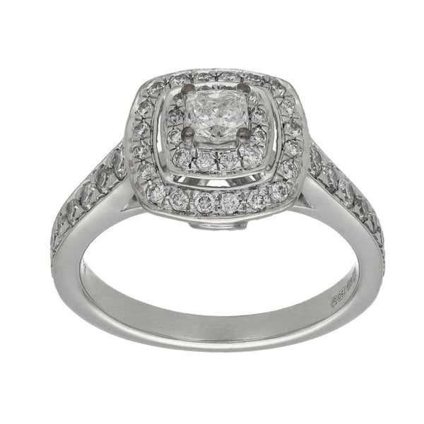 Ladies 18ct White Gold 0.70ct Diamond Cluster Ring - Size J