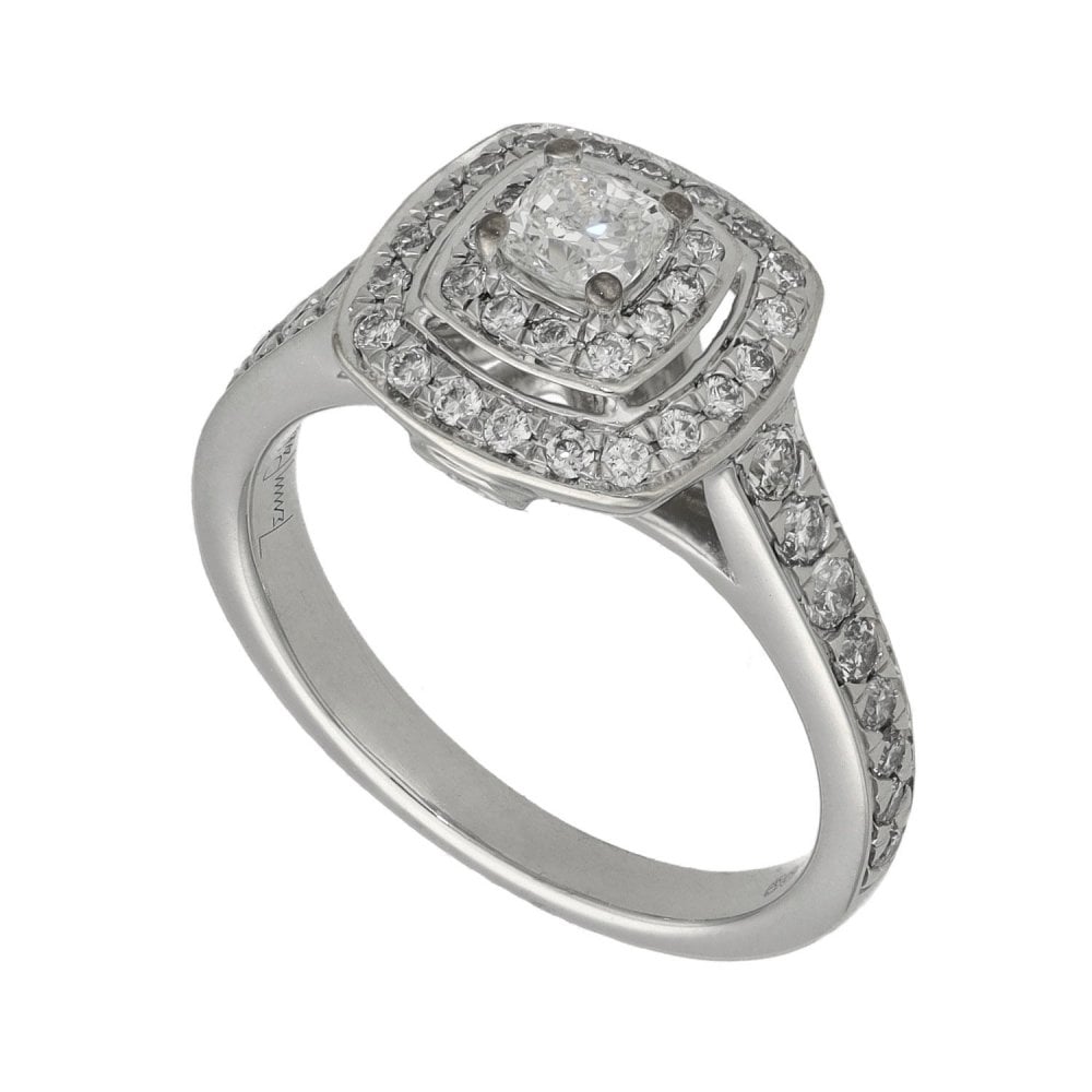 Ladies 18ct White Gold 0.70ct Diamond Cluster Ring - Size J