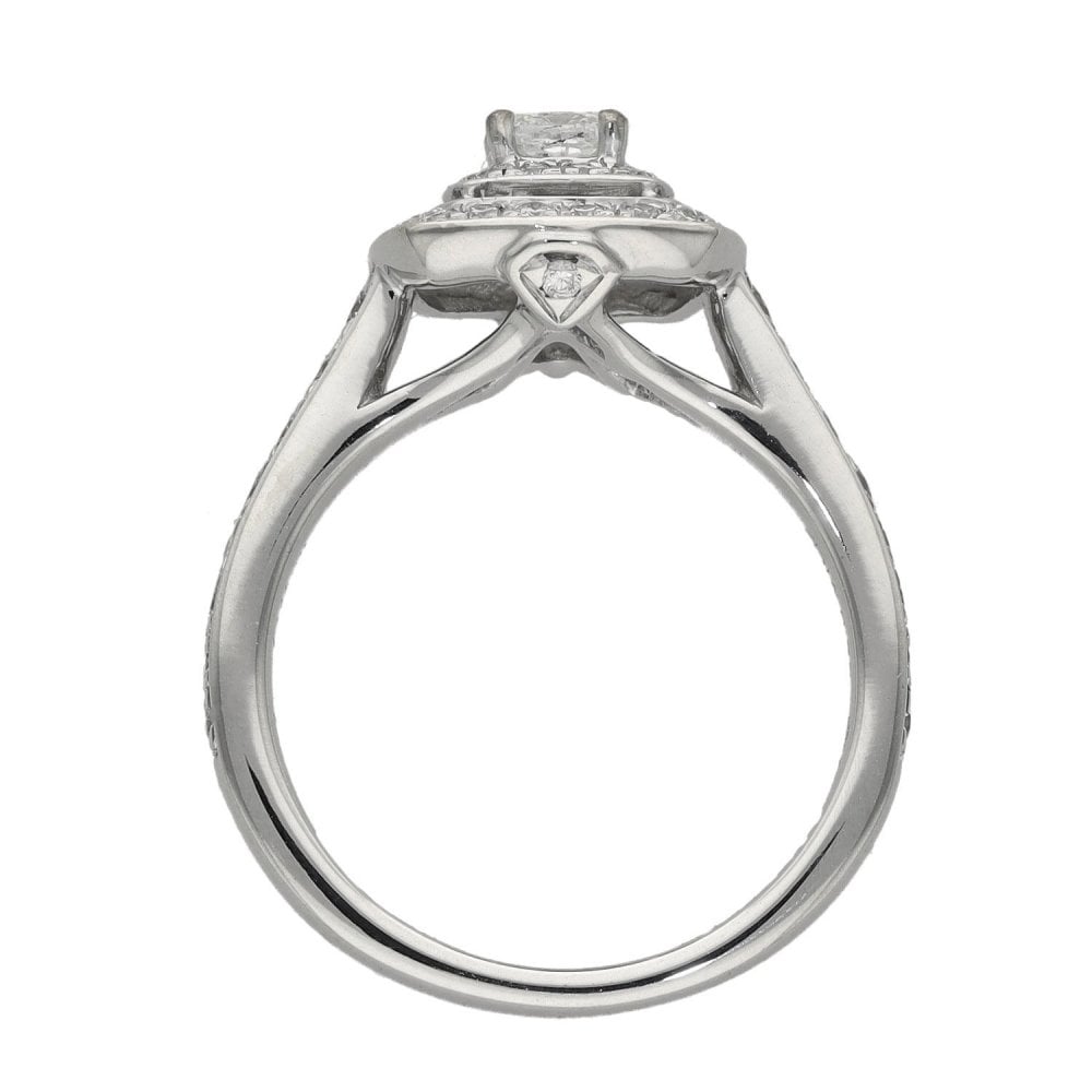 Ladies 18ct White Gold 0.70ct Diamond Cluster Ring - Size J