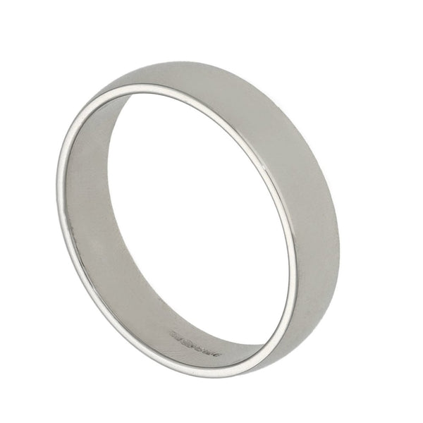 Ladies 9ct White Gold D-Shape Wedding Band - 4mm - Size M