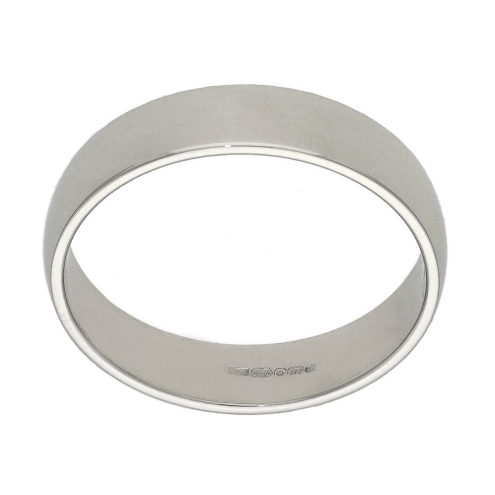 Ladies 9ct White Gold D-Shape Wedding Band - 4mm - Size M