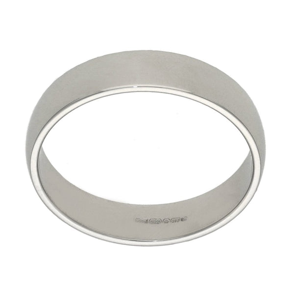 Ladies 9ct White Gold D-Shape Wedding Band - 4mm - Size M