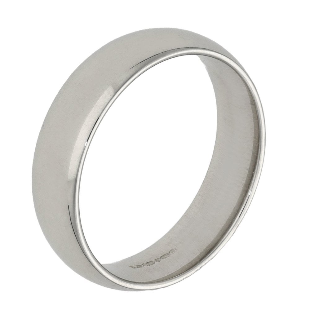 Ladies 9ct White Gold Court Wedding Ring - 5mm - Size L