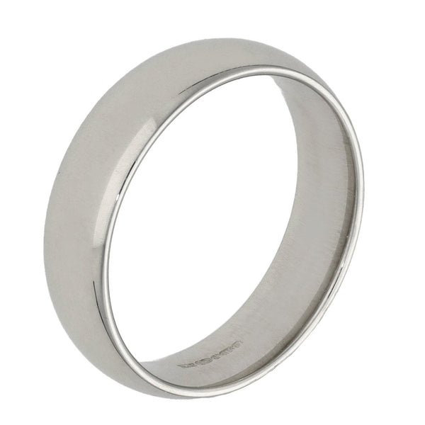 Ladies 9ct White Gold Court Wedding Ring - 5mm - Size L