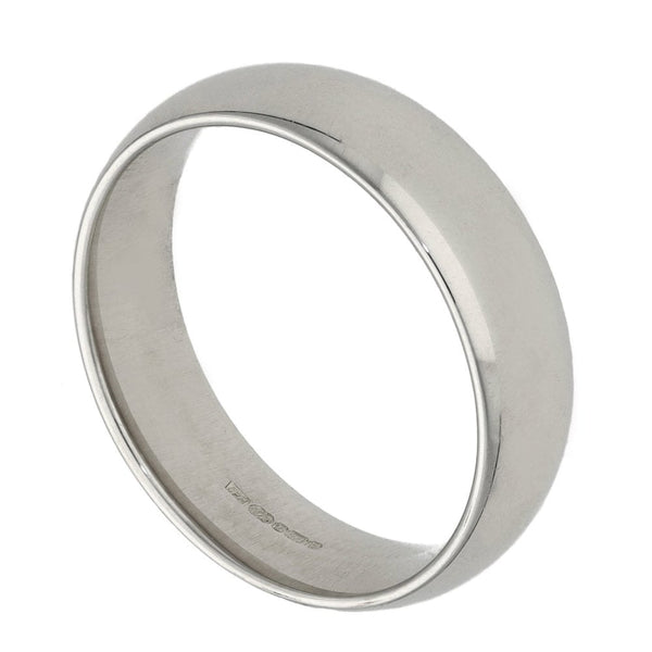 Ladies 9ct White Gold Court Wedding Ring - 5mm - Size L