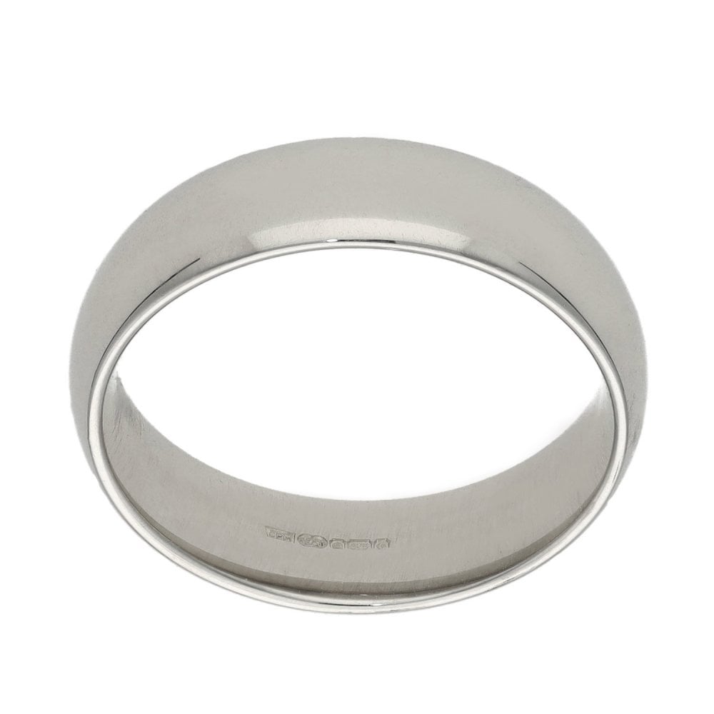 Ladies 9ct White Gold Court Wedding Ring - 5mm - Size L