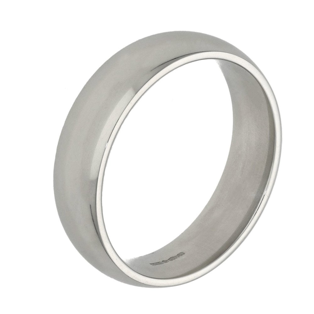 950 Platinum Plain Court Wedding Ring - Size U - 6mm
