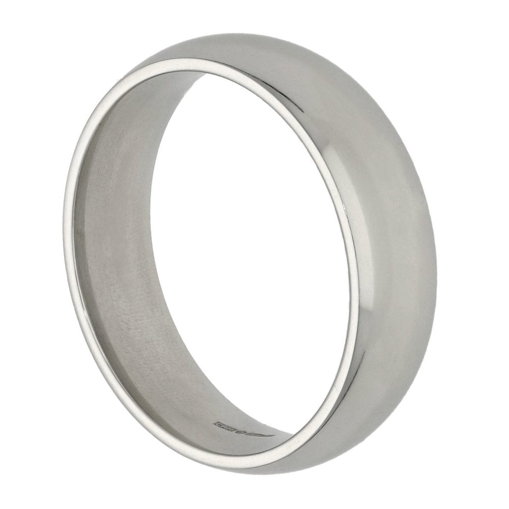950 Platinum Plain Court Wedding Ring - Size U - 6mm