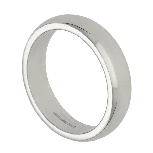 Ladies 9ct White Gold D-Shape Wedding Ring - 4mm - Size I