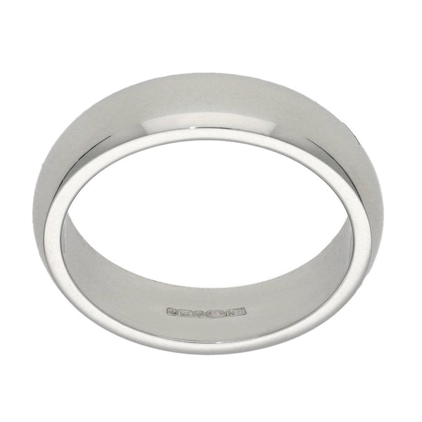 Ladies 9ct White Gold D-Shape Wedding Ring - 4mm - Size I