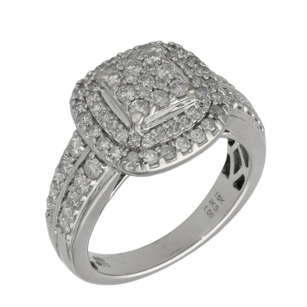 Ladies 18ct White Gold 1.00ct Diamond Cluster Ring