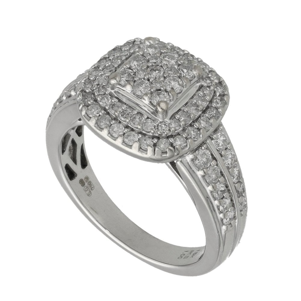 Ladies 18ct White Gold 1.00ct Diamond Cluster Ring