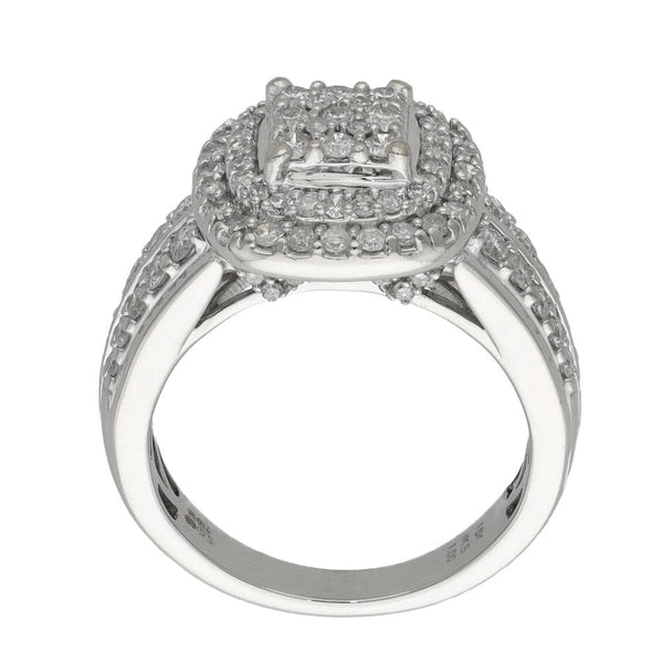 Ladies 18ct White Gold 1.00ct Diamond Cluster Ring