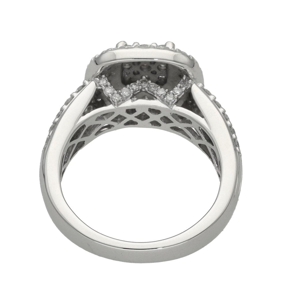 Ladies 18ct White Gold 1.00ct Diamond Cluster Ring
