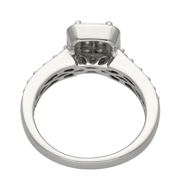 Ladies 9ct White Gold 0.82ct Diamond Cluster Halo Ring - Size M
