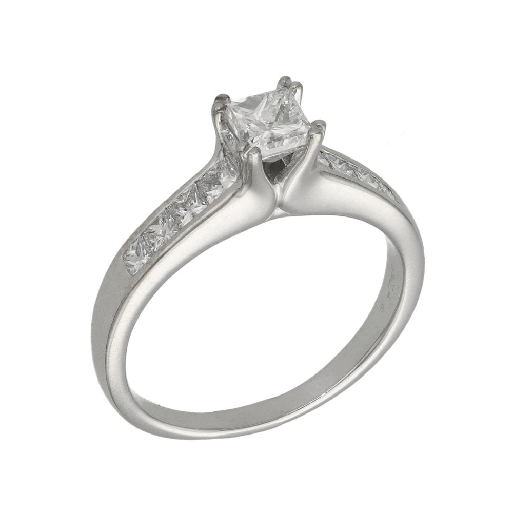 Ladies 18ct White Gold Princess Cut Diamond Engagement Ring