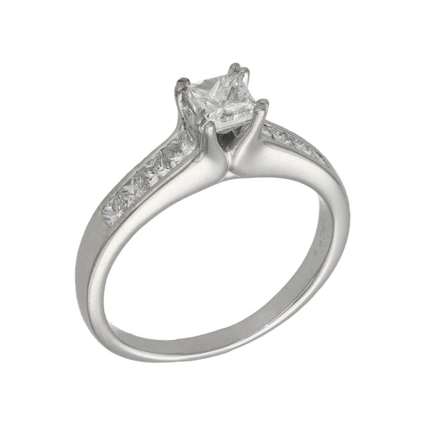 Ladies 18ct White Gold Princess Cut Diamond Engagement Ring