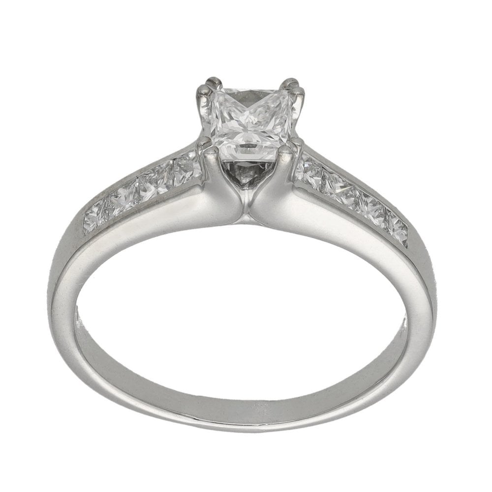 Ladies 18ct White Gold Princess Cut Diamond Engagement Ring