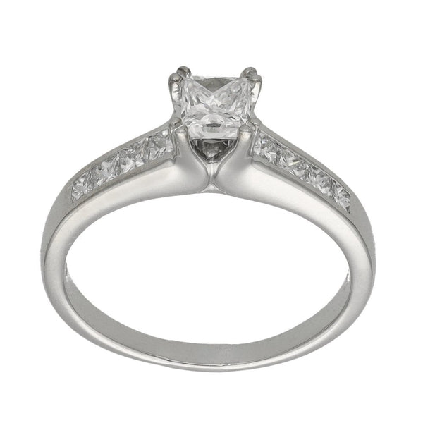 Ladies 18ct White Gold Princess Cut Diamond Engagement Ring