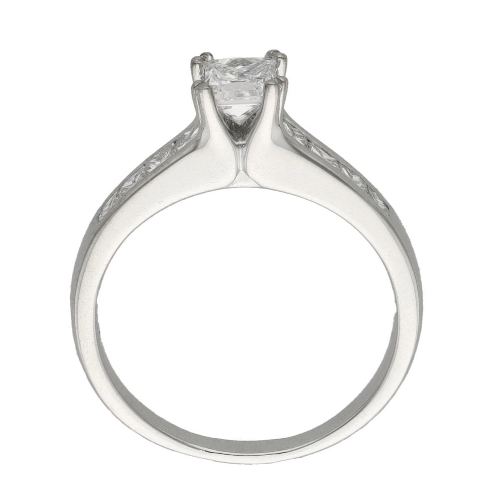 Ladies 18ct White Gold Princess Cut Diamond Engagement Ring
