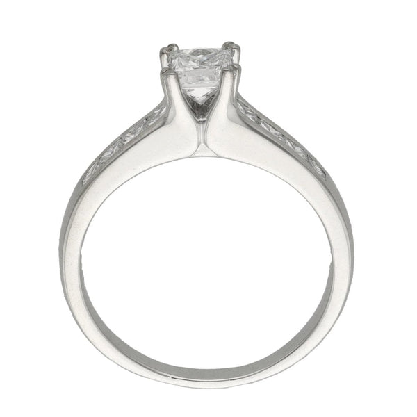 Ladies 18ct White Gold Princess Cut Diamond Engagement Ring