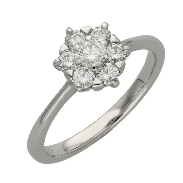 Ladies 18ct White Gold 0.50ct Diamond Cluster Ring - Size L