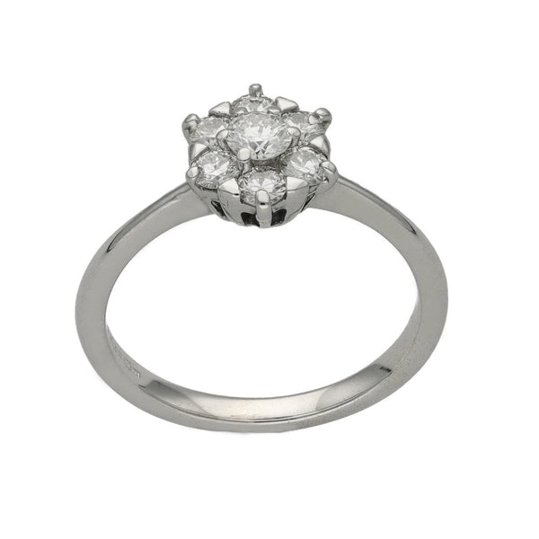 Ladies 18ct White Gold 0.50ct Diamond Cluster Ring - Size L