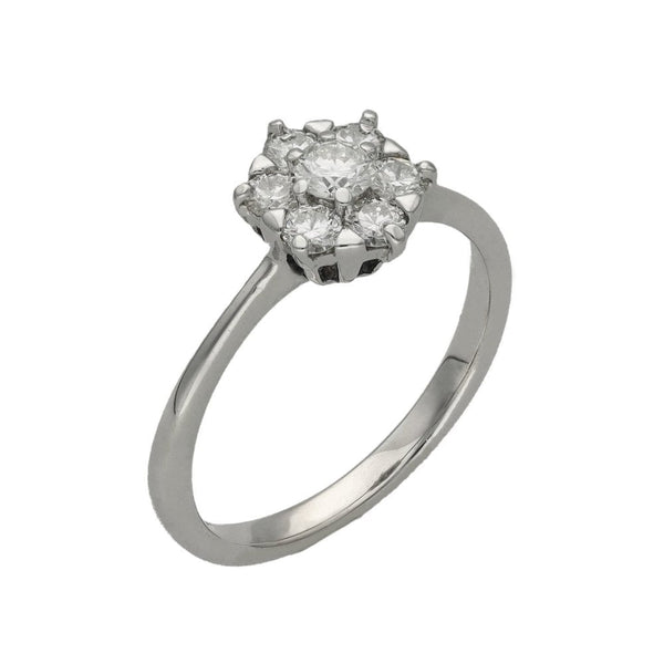 Ladies 18ct White Gold 0.50ct Diamond Cluster Ring - Size L