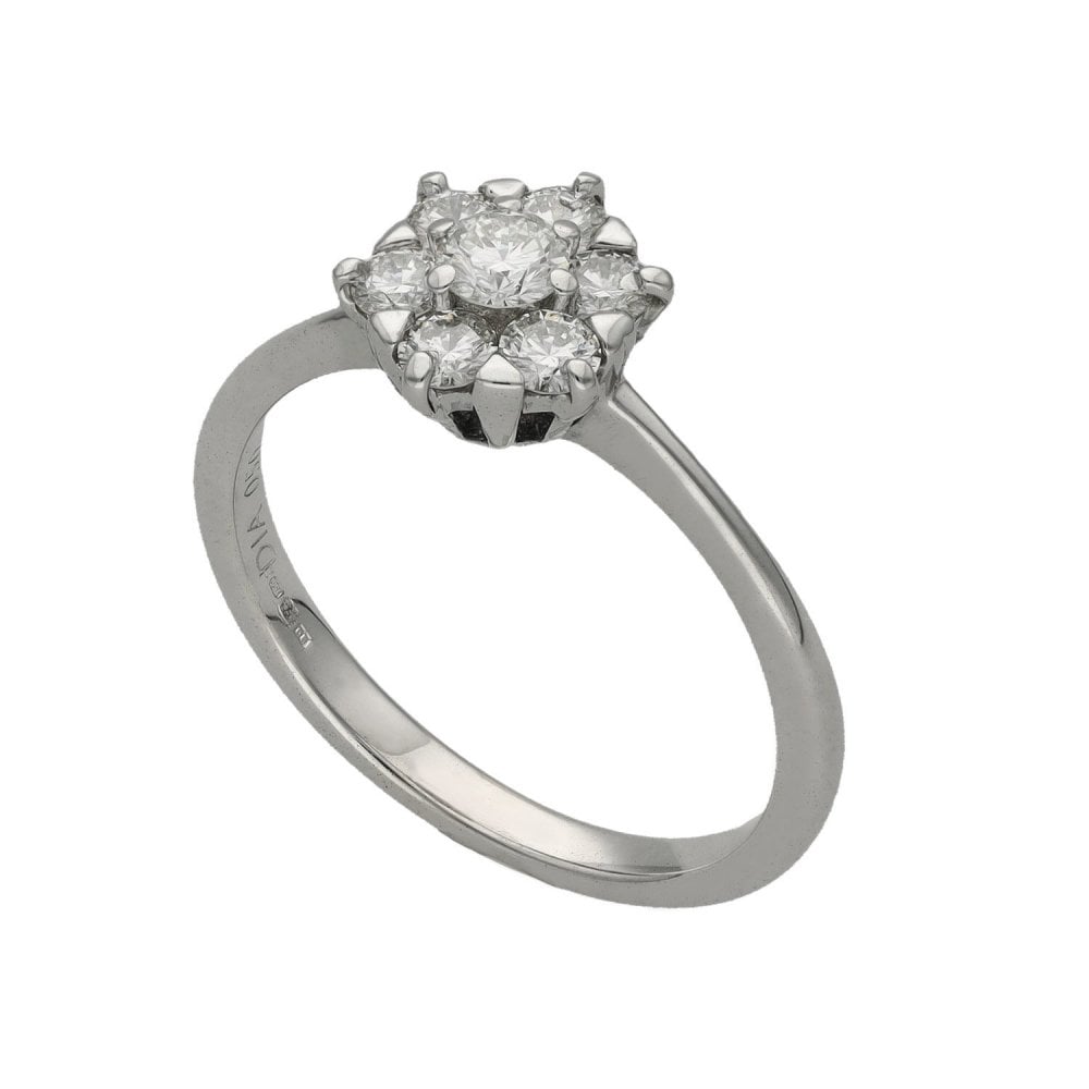Ladies 18ct White Gold 0.50ct Diamond Cluster Ring - Size L