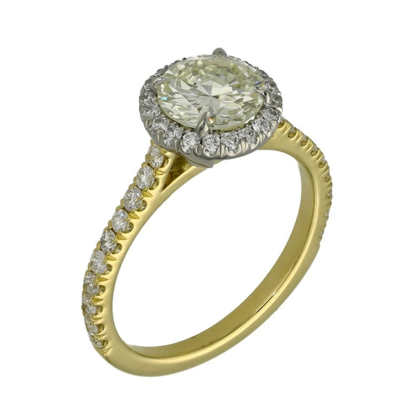 Ladies 18ct Yellow Gold Certified Diamond Halo Ring - VS2