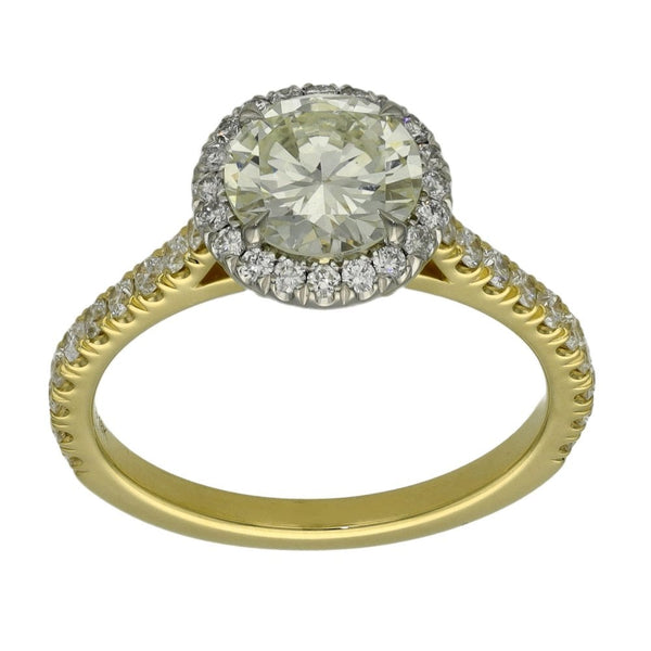 Ladies 18ct Yellow Gold Certified Diamond Halo Ring - VS2