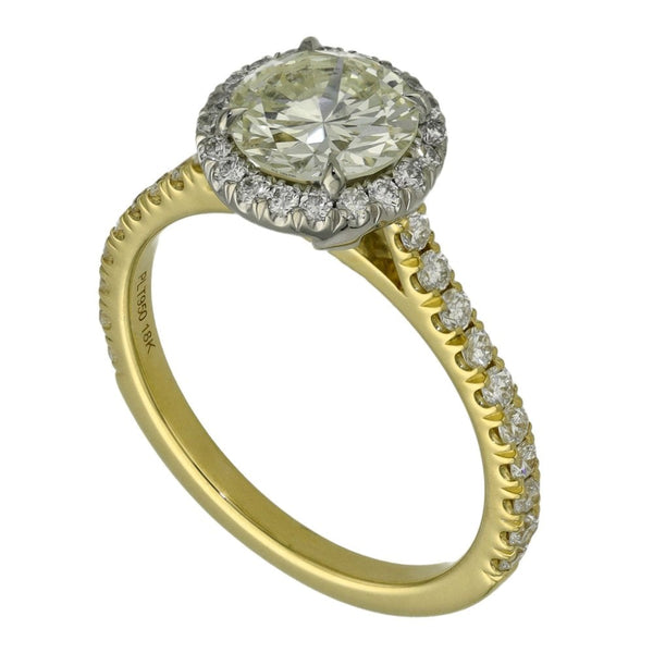 Ladies 18ct Yellow Gold Certified Diamond Halo Ring - VS2
