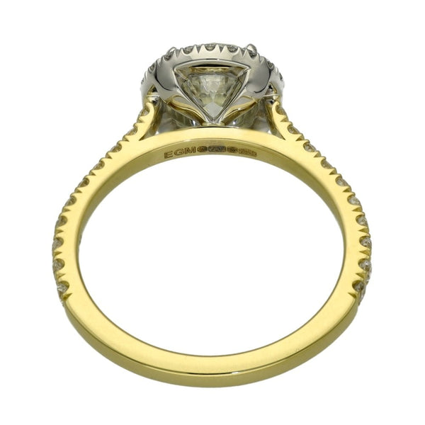 Ladies 18ct Yellow Gold Certified Diamond Halo Ring - VS2