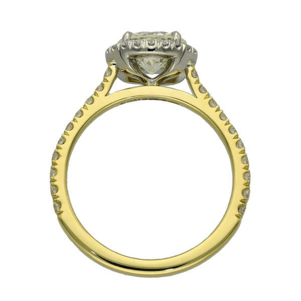 Ladies 18ct Yellow Gold Certified Diamond Halo Ring - VS2