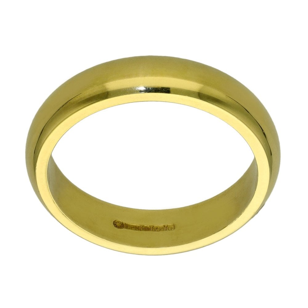 18ct Yellow Gold D-Shape Wedding Ring - 4mm - Size K½