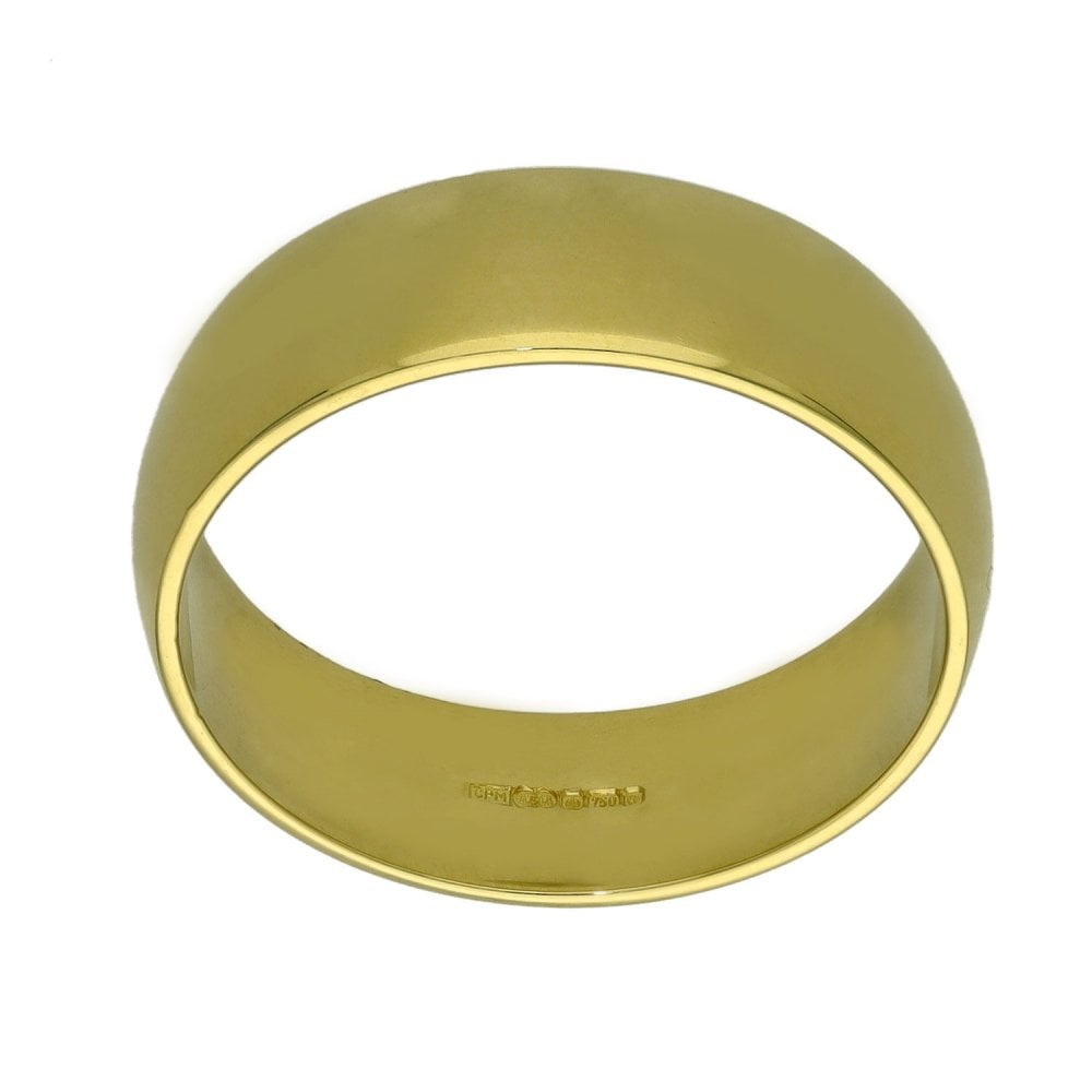 Ladies 18ct Yellow Gold D-Shape Wedding Ring - 6mm - Size Q