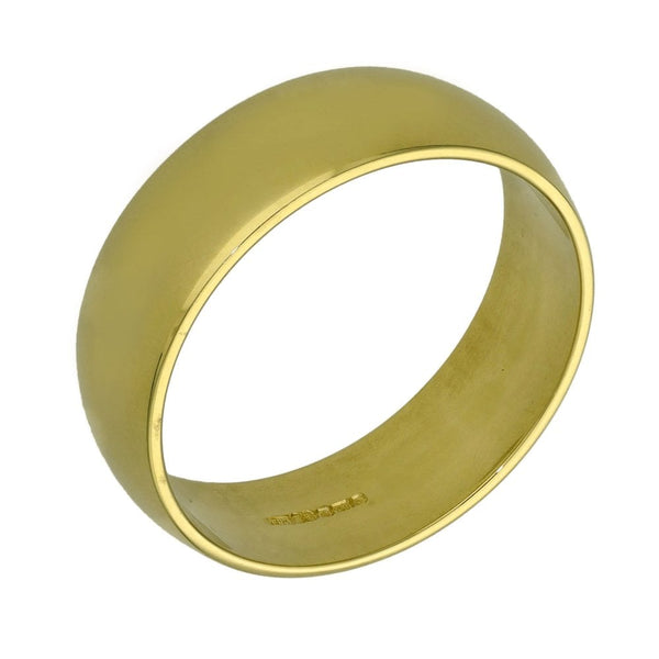 Ladies 18ct Yellow Gold D-Shape Wedding Ring - 6mm - Size Q