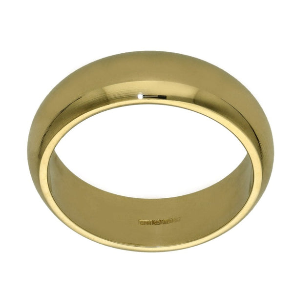 Ladies 9ct Yellow Gold D-Shape Wedding Ring - 6mm - Size Q